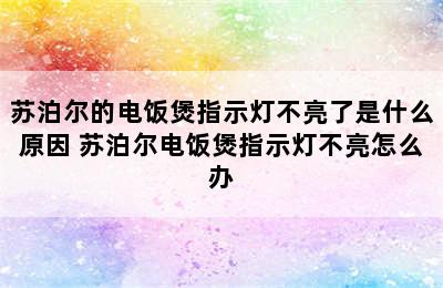 苏泊尔的电饭煲指示灯不亮了是什么原因 苏泊尔电饭煲指示灯不亮怎么办